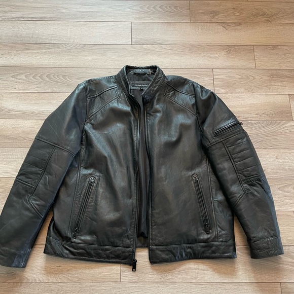 Men's Black Leather Jacket - Picture 2 of 7